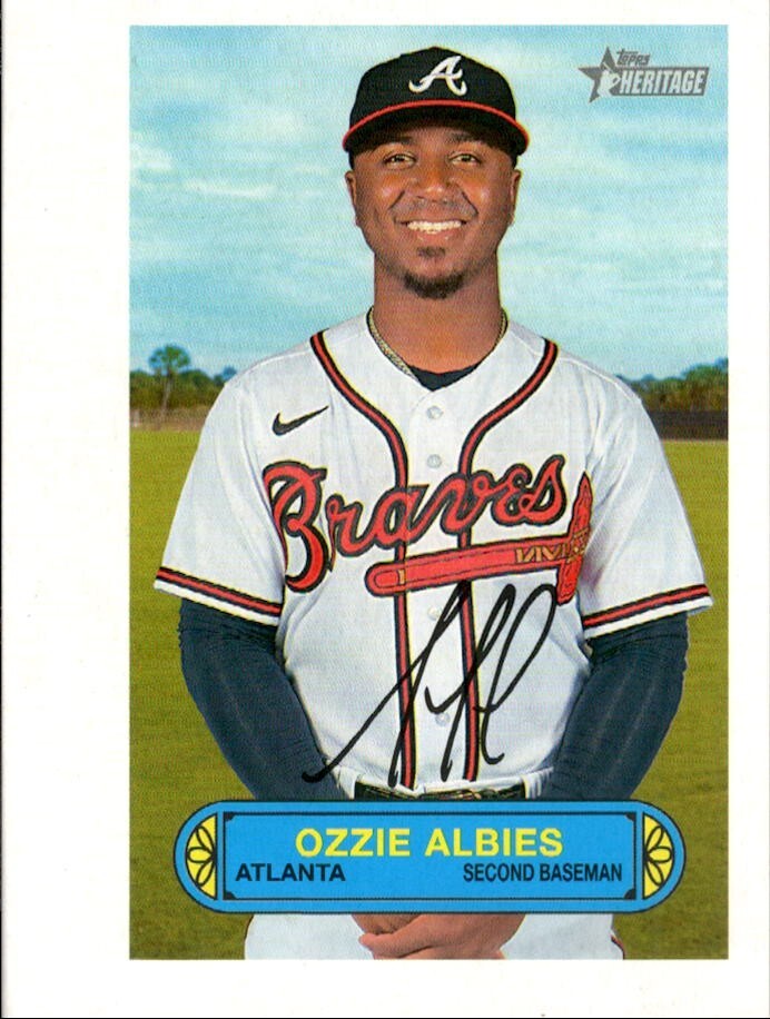 OZZIE ALBIES 2022 Topps Heritage 1973 Pin Ups Box Topper #73PU-45