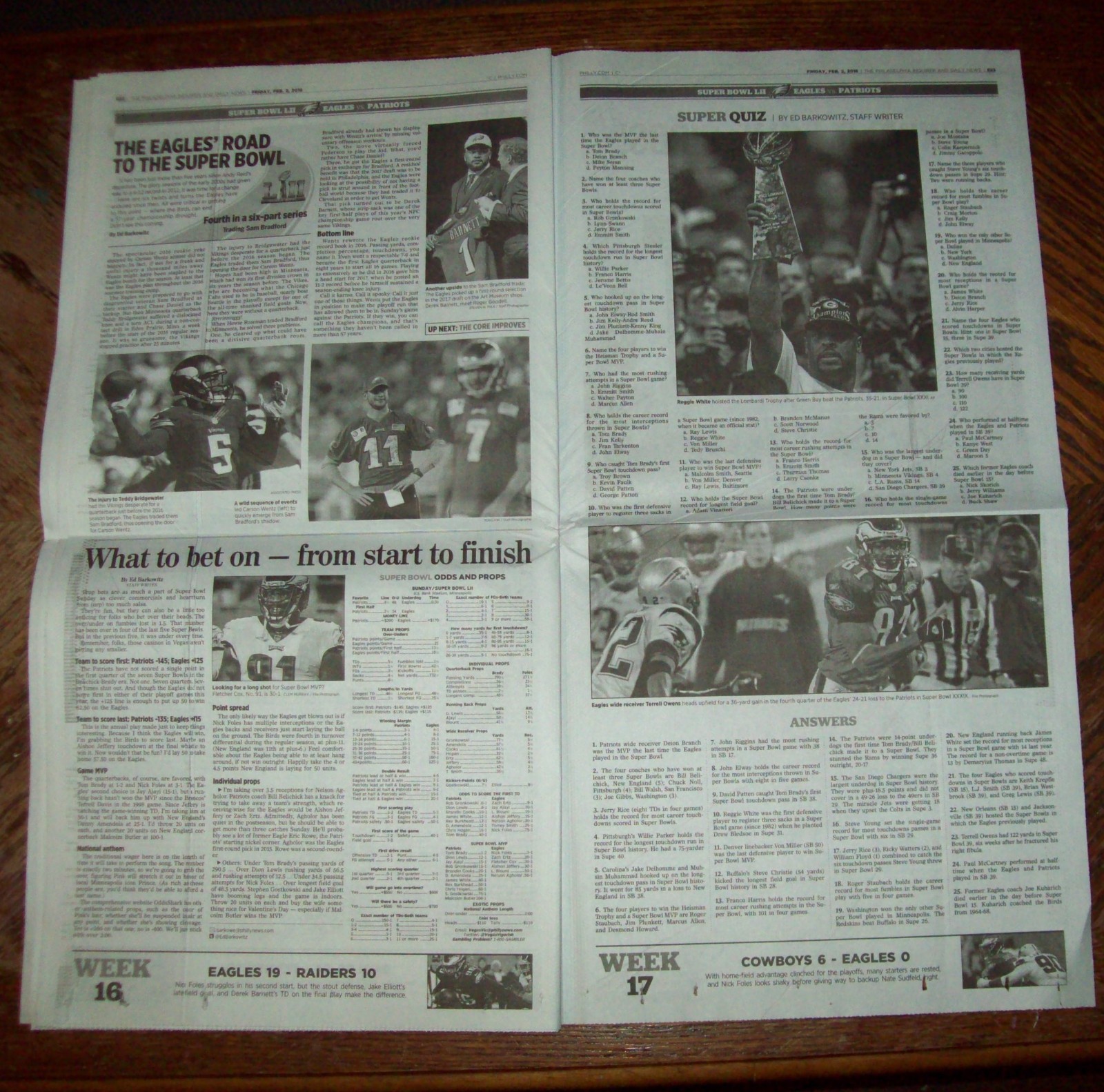 Philadelphia Eagles vs The Evil Empire Patriots collectable newspaper Super Bowl