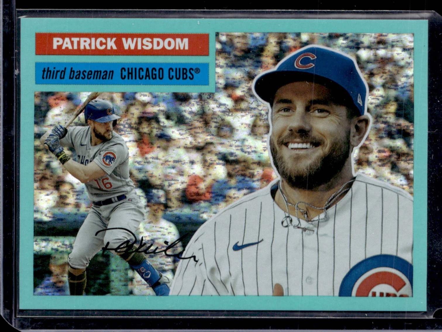 2023 Topps Archives #45 Patrick Wisdom Aqua Sparkle Foil /75 Cubs NM-MINT