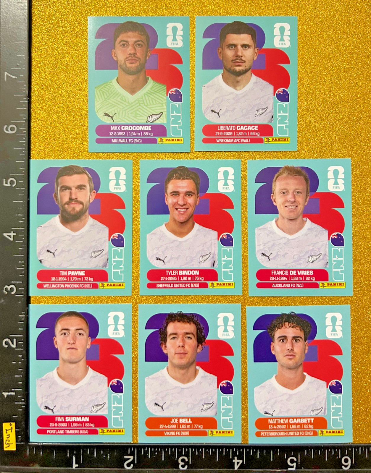 PANINI STICKERS WORLD CUP 2026 USA-MEX-CAN, SET OF 8 BLUE, NEW ZEALAND TEAM