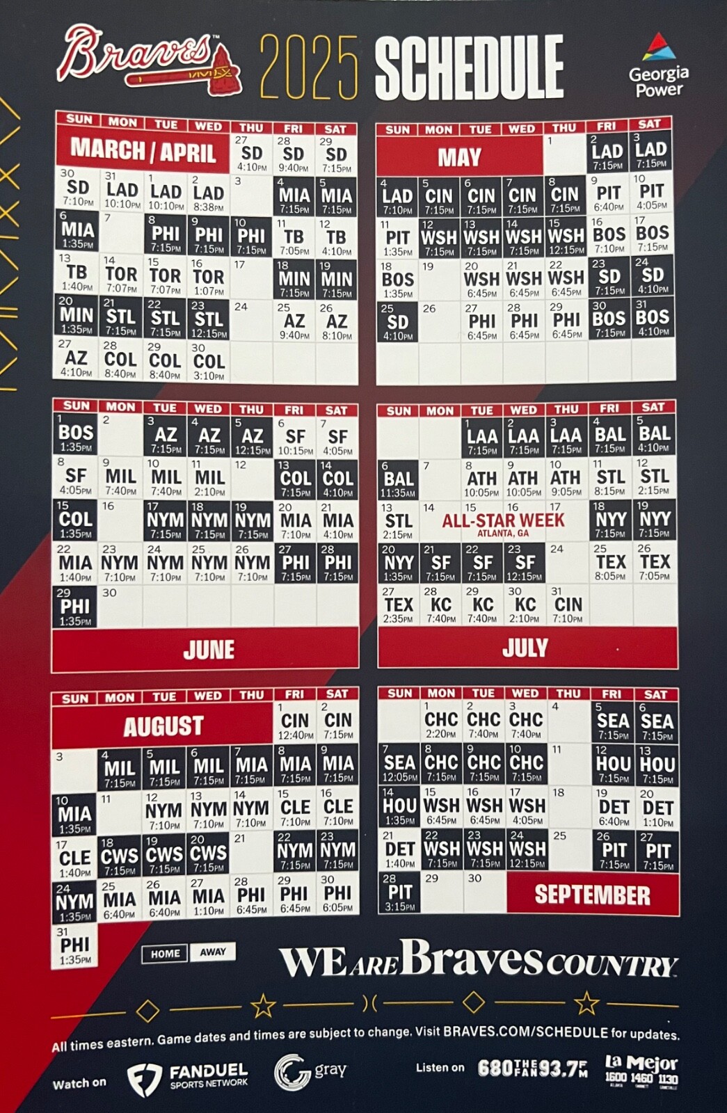 Atlanta Braves 2025 GameDay Programs – U PICK