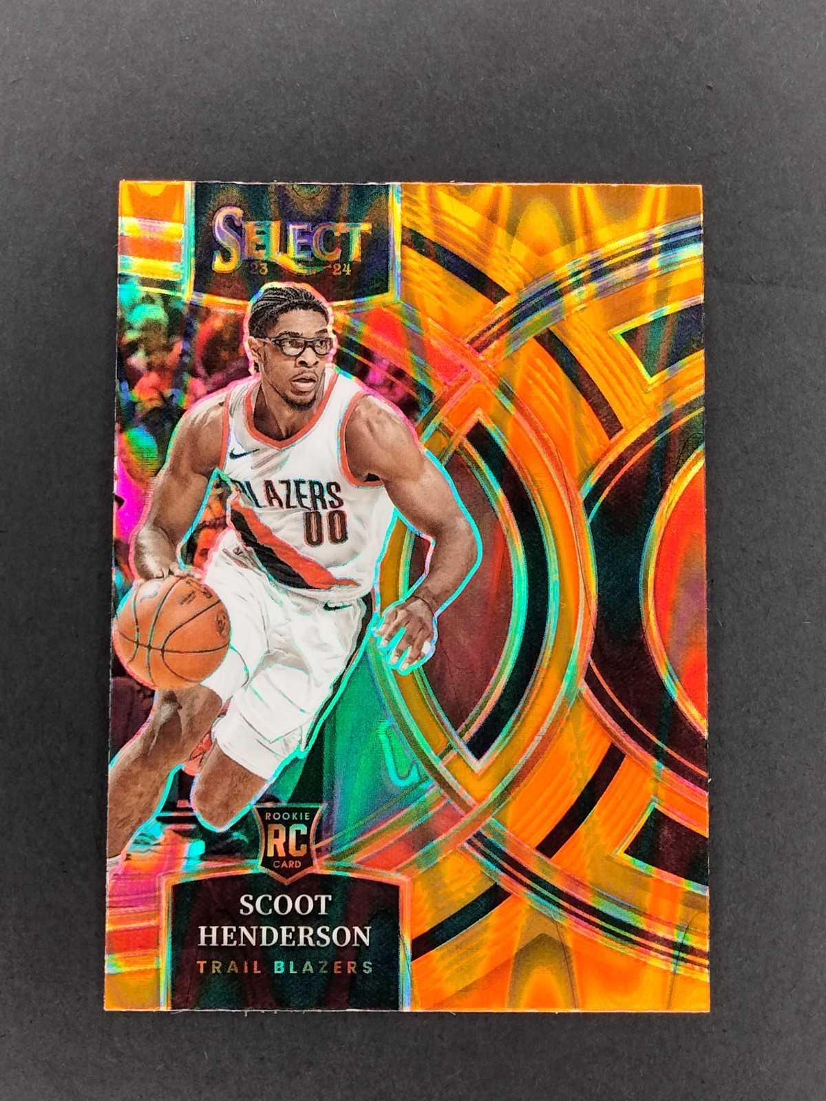 2023-24 Panini Select – Premier Level Scoot Henderson #129 Orange Tectonic Prizm