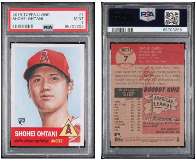 2018 TOPPS LIVING 7 SHOHEI OHTANI MVP RC ANGELS DODGERS PSA 9