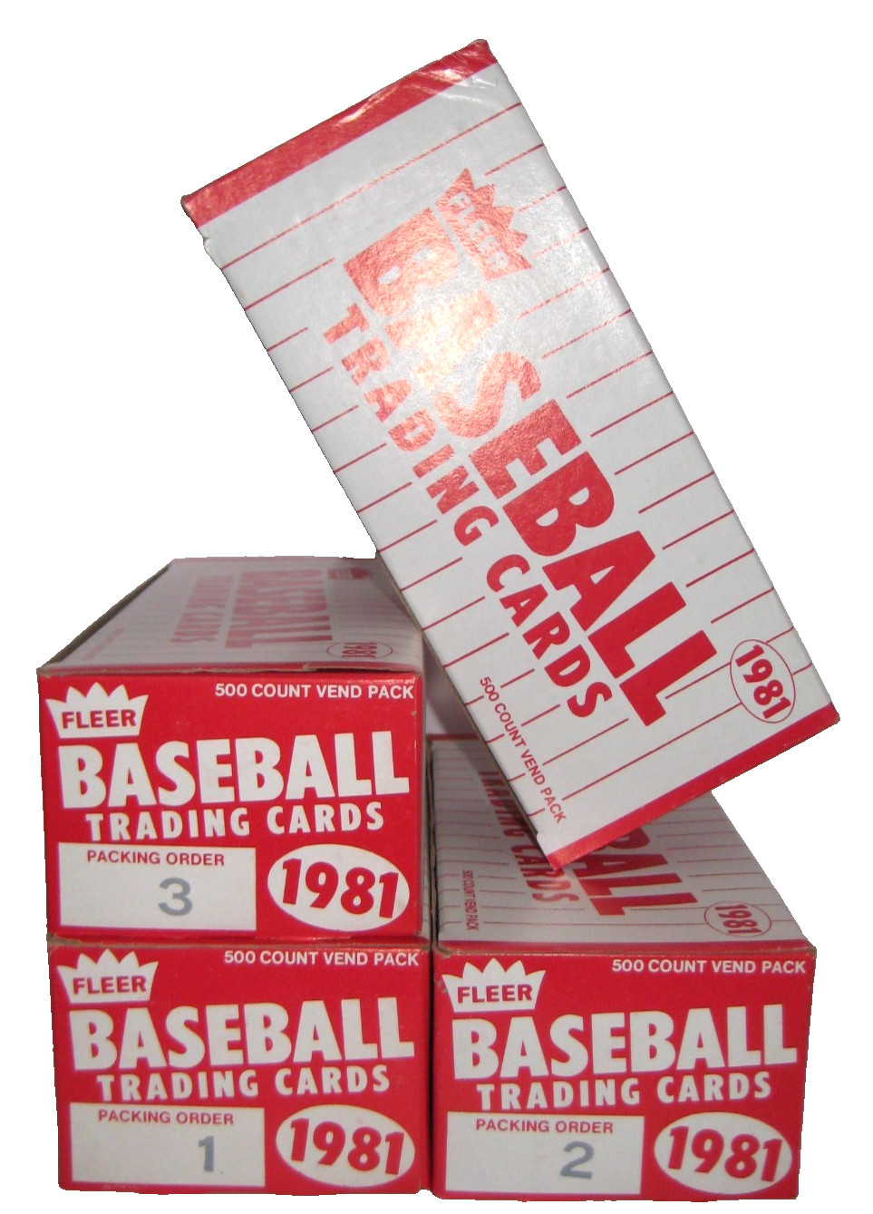 1981 FLEER BASEBALL VENDING BOXES 1-4, 500 COUNT EACH- RARE FREE SHIPPING!