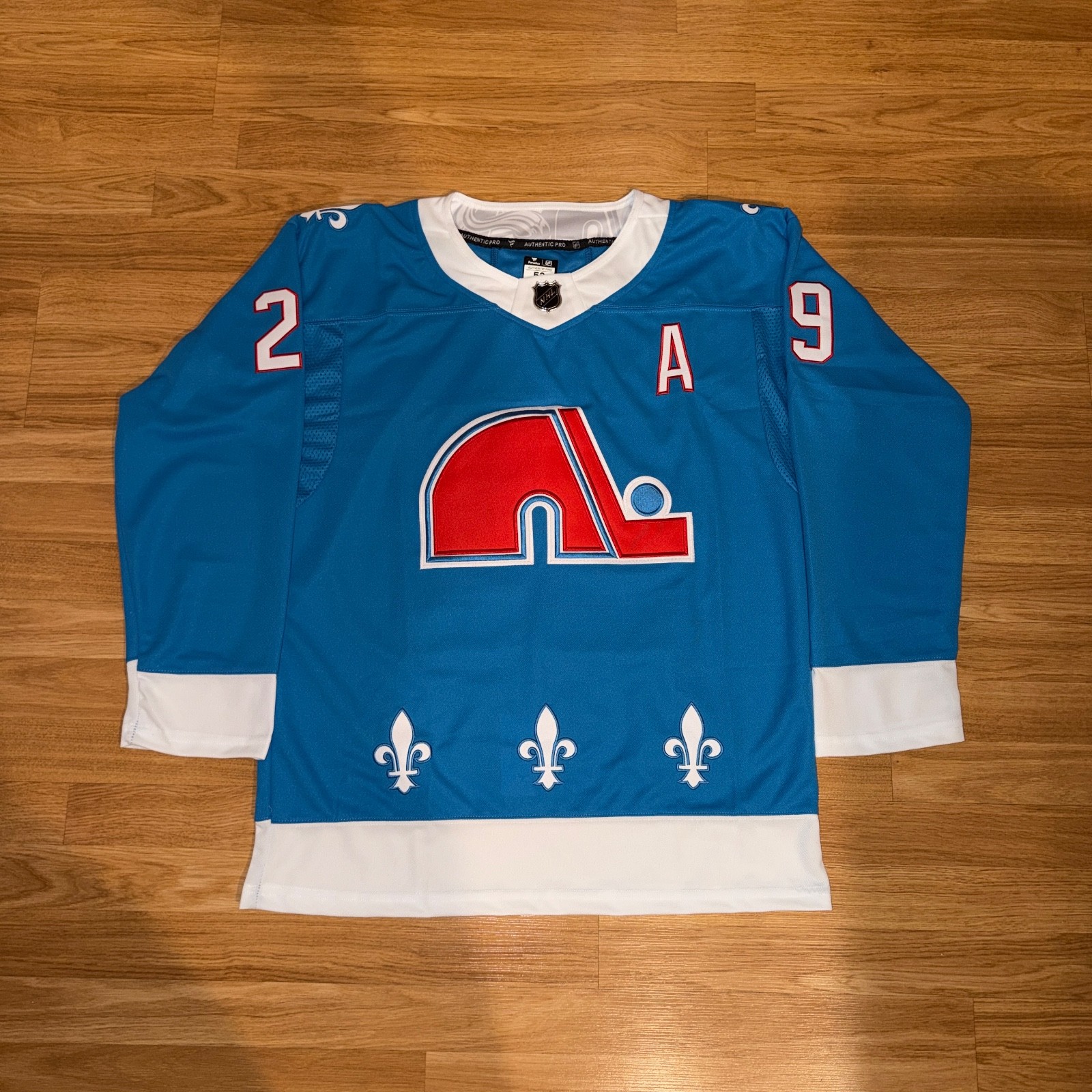 Colorado Avalanche Quebec Nordiques Nathan Mackinnon Stitched Blue Retro Jersey