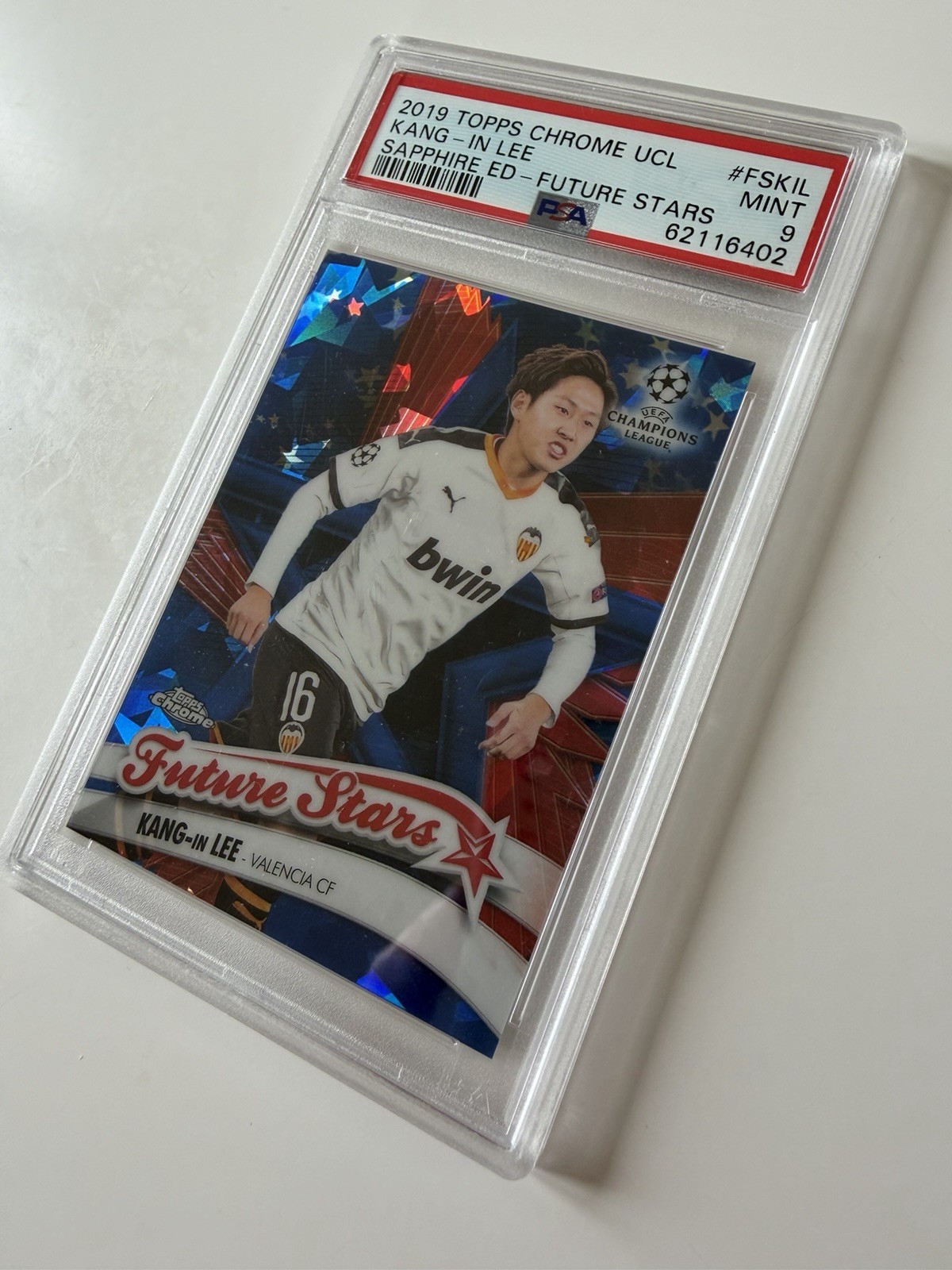 2019-20 Topps Chrome Sapphire UCL Future Stars RC Kang-In Lee PSA 9 ROOKIE
