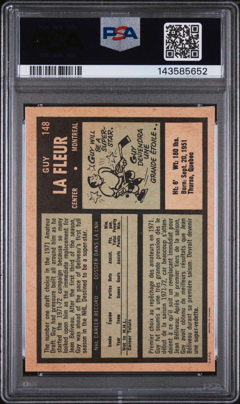 1971-72 O-Pee-Chee Guy La Fleur #148 RC Rookie PSA 5 Canadiens WZ95