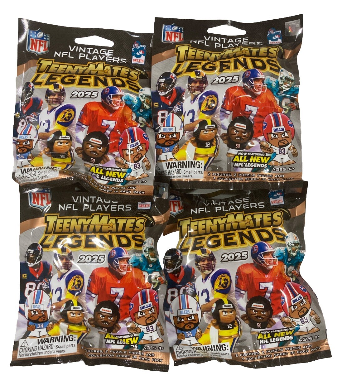 2024-25 NFL TeenyMates Legends Series 3 Lot of 4 Blind Factory Sealed Packs NEW