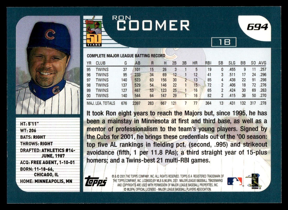 2001 Topps #694 Ron Coomer