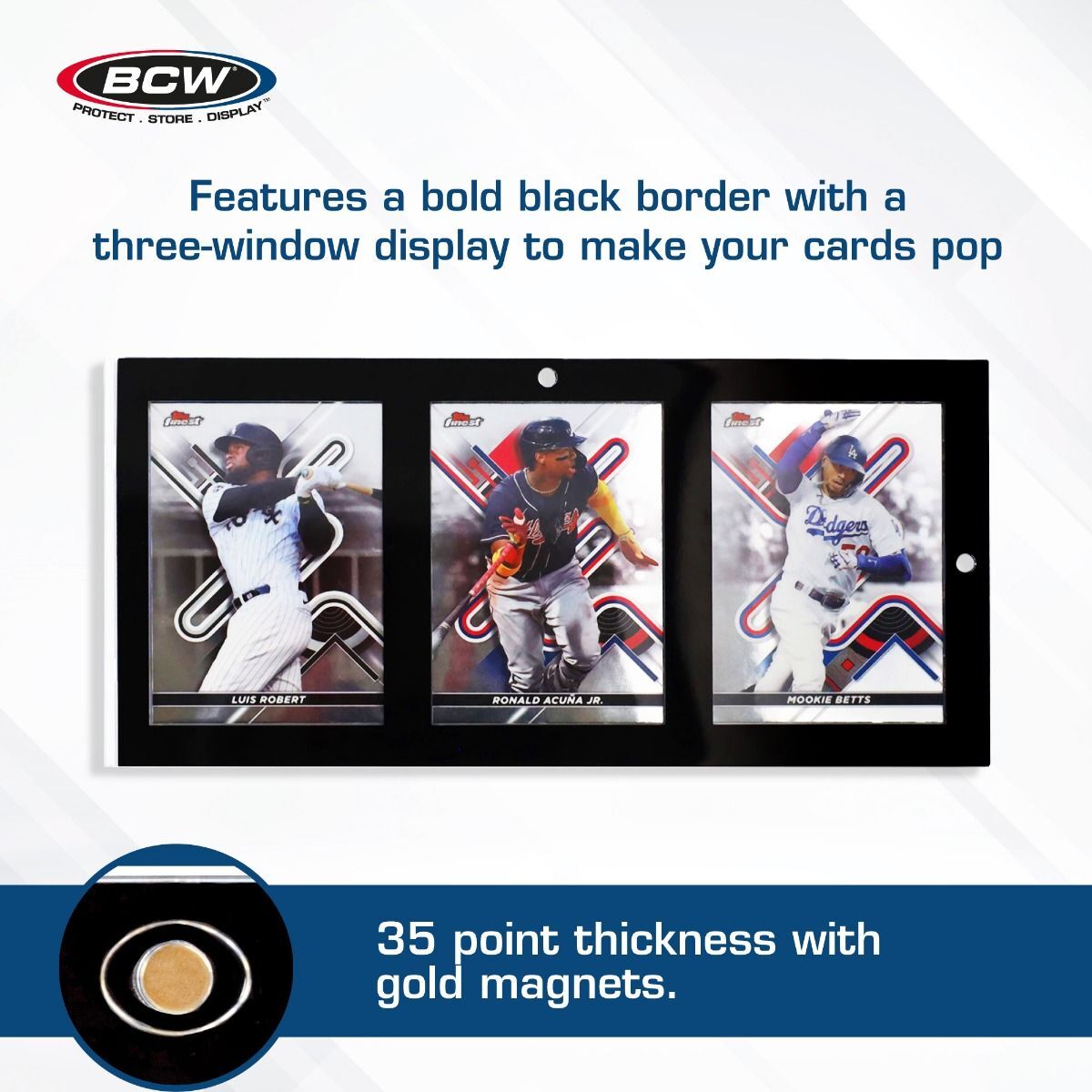 5 BCW Black Border Magnetic 35pt. Standard Sized 3-Card Holders
