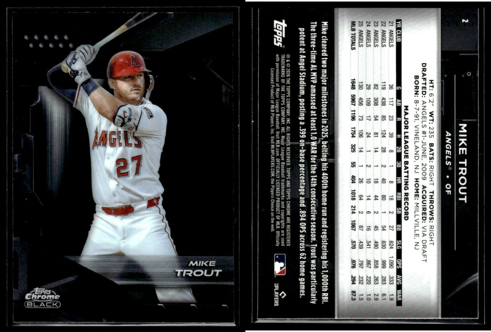 2026 TOPPS CHROME BLACK BASE PICK YOUR CARDS $2 MIN PURCHASE