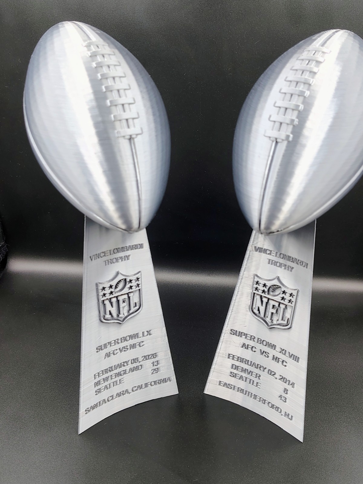 2026 & 2014 Seahawks Trophies Lombardi Super Bowl LX & XLVIII