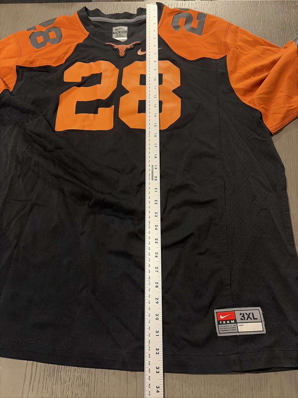 Nike Texas Longhorns 28 Black Orange Football Jersey Mens Size 3XL