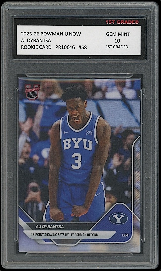 AJ Dybantsa 2025-26 Bowman U Now #58 Rookie Card RC BYU Cougars 1st Graded 10