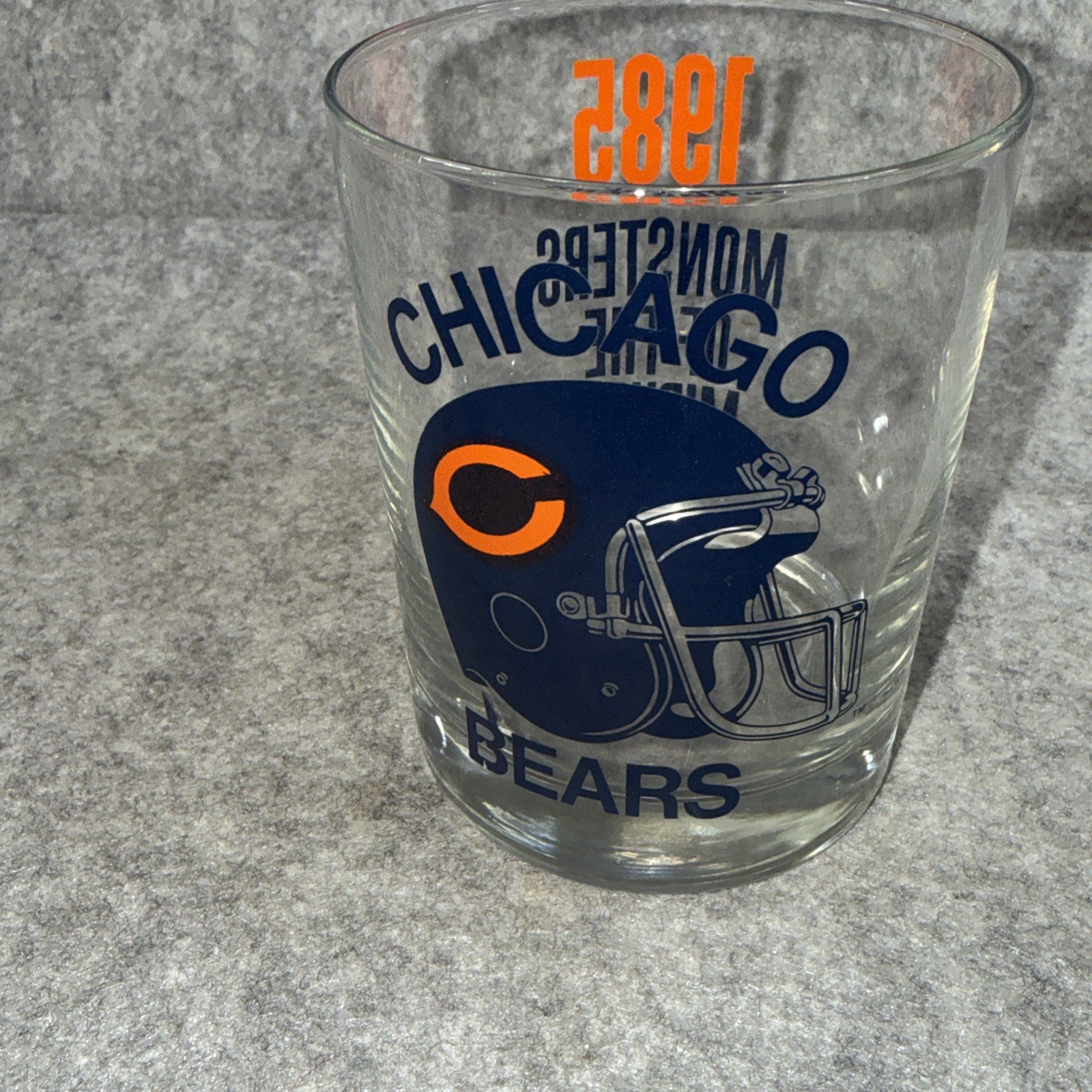Vintage Chicago Bears NFL 8oz Cocktail Rocks Glass 1985 Monsters of the Midway!