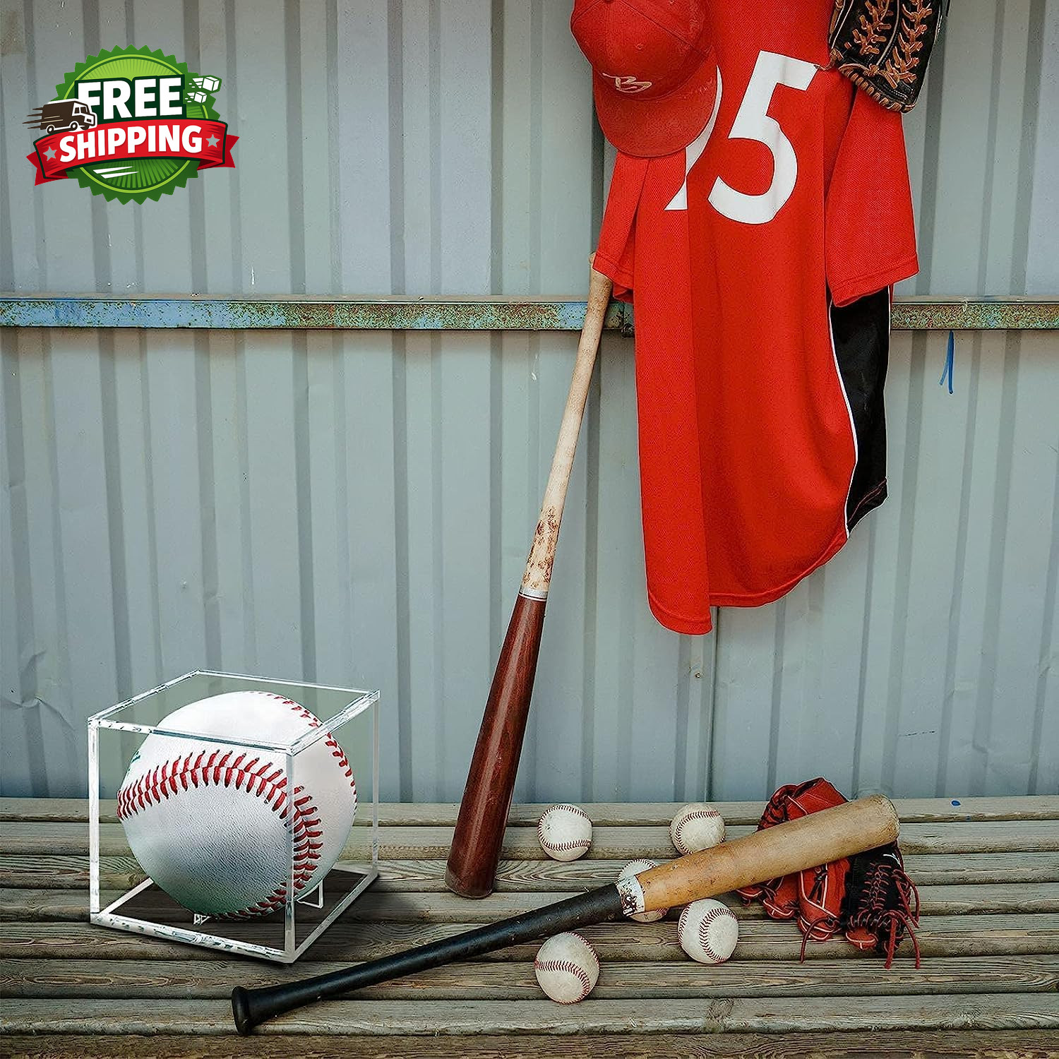 Baseball Display Case UV Protected Acrylic Clear Baseball Holder Square Cube Bal