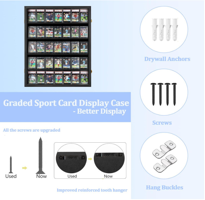 35 Graded Sports Card Display Case – Baseball Card Display Frame with UV Protect