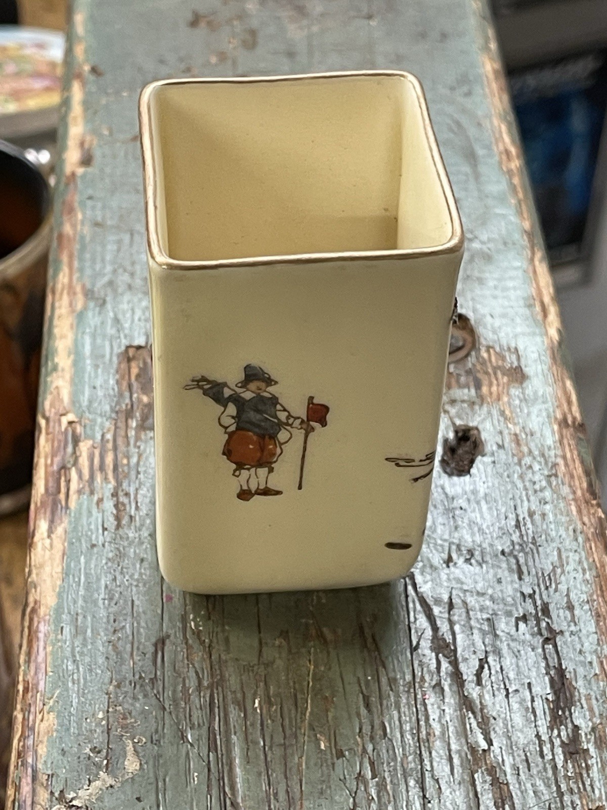 Antique Royal Doulton C1922 Rectangular China Pot Hickory Golf Art No D5437E