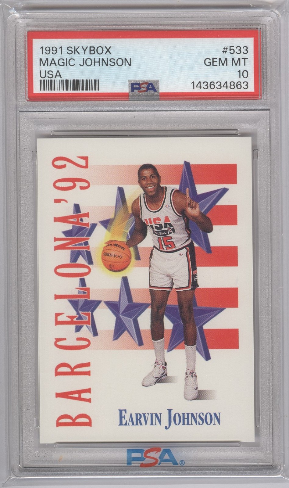 1991 Skybox Earvin Magic Johnson #533 Team USA PSA 10 Barcelona