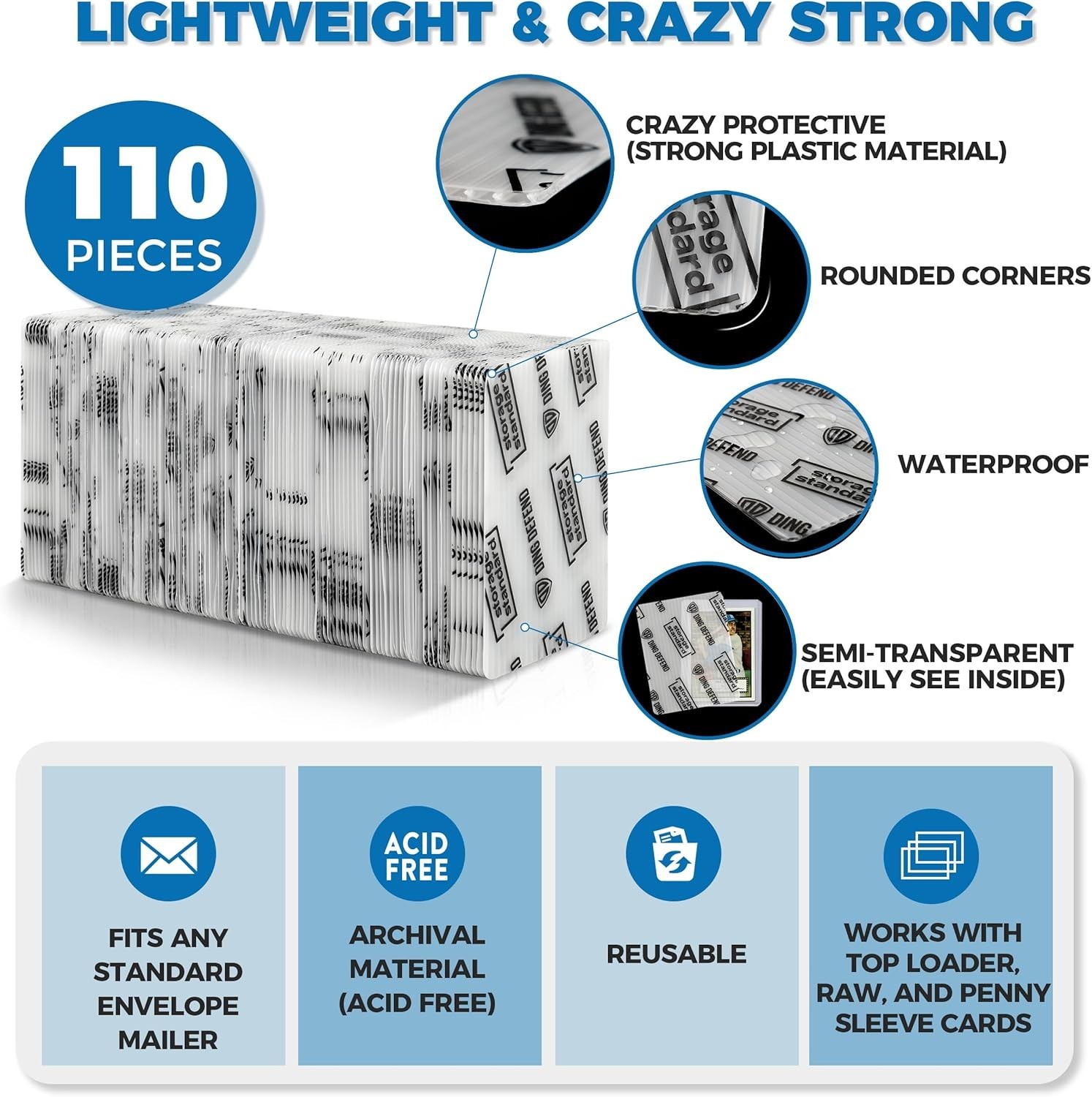 Premium Trading Card Protectors – Ultra Strong Plastic Inserts – 110 Pack