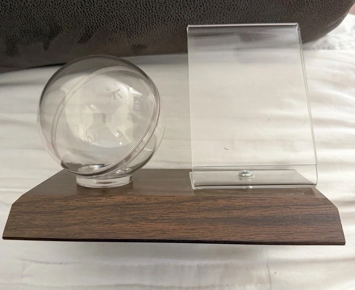 Baseball Ball & Card Display Clear Holder Protecter On Wood Base Unbranded