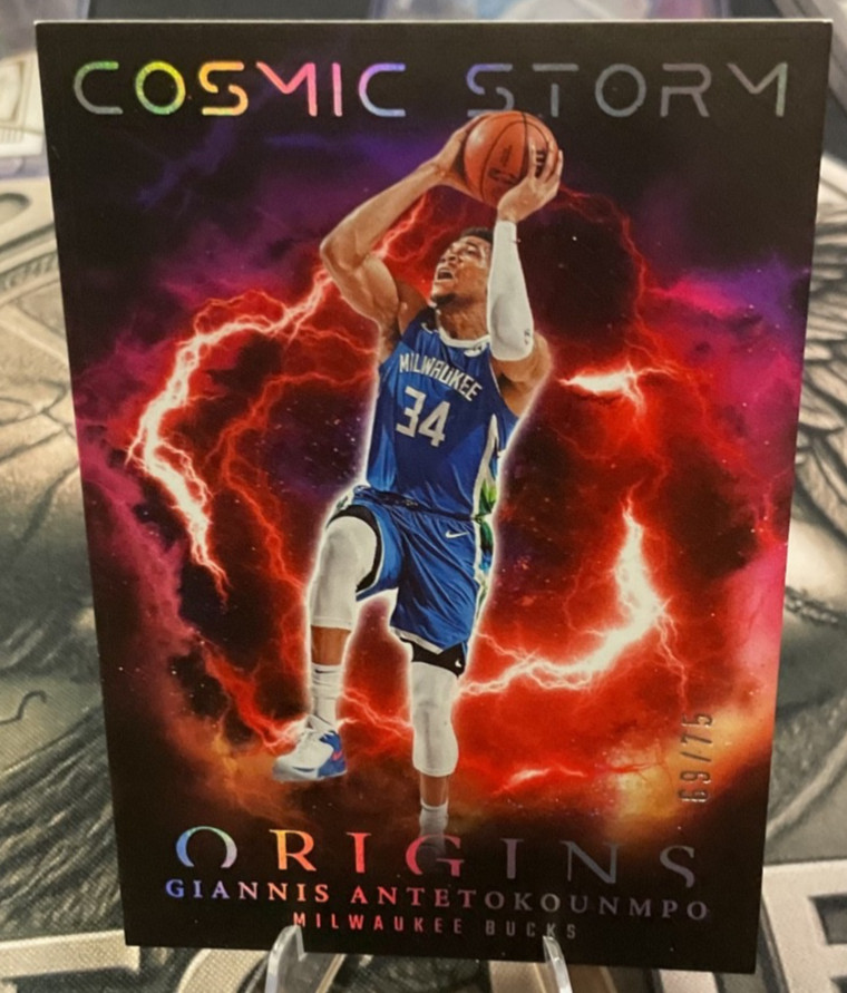 2023-24 Panini Origins – Cosmic Storm Giannis Antetokounmpo #2 Red /75
