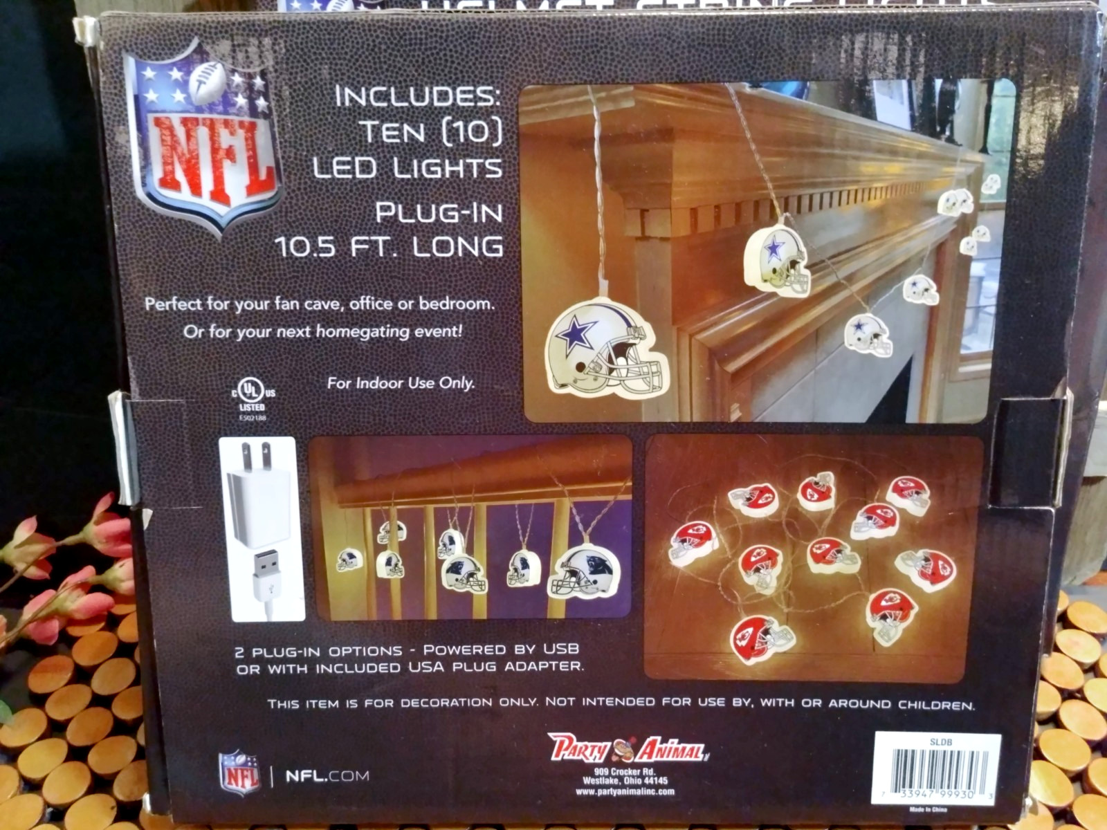 2 Sets ~ Party Animal Helmet String Fairy Lights ~ Denver Broncos New