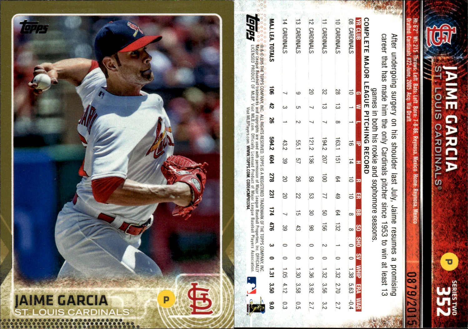 2015 Topps Series 2 – Gold Parallels /2015 (#352-701) ~ Choose Your Card