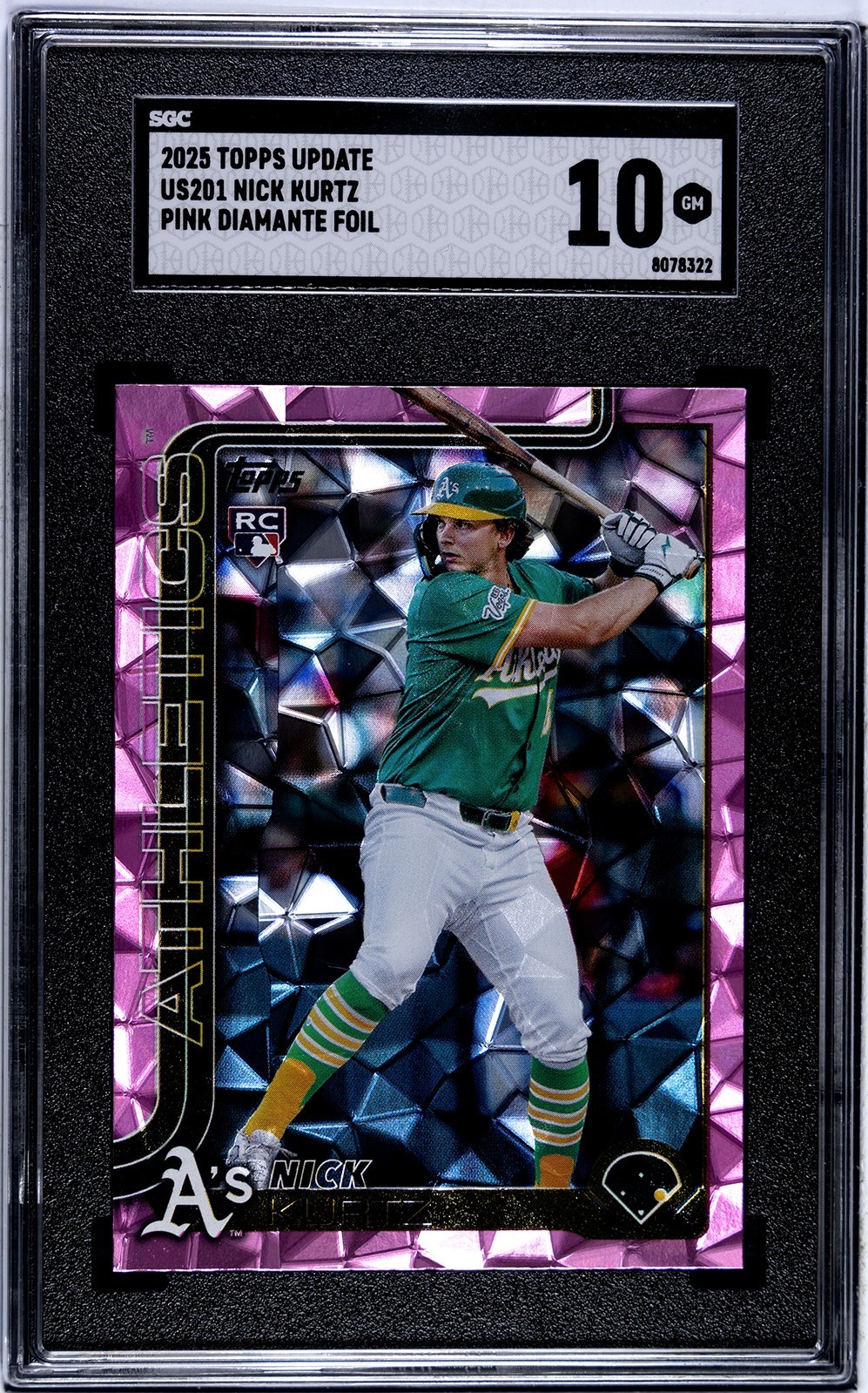 2025 TOPPS UPDATE #201 NICK KURTZ RC Pink Diamante Foil Graded SGC 10 Athletics