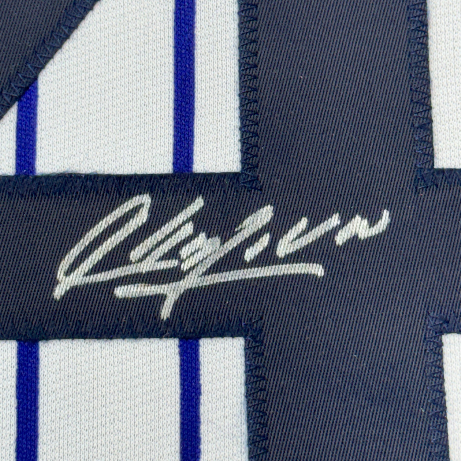 Framed Autographed/Signed Aroldis Chapman 33×42 NY Pinstripe Jersey BAS COA