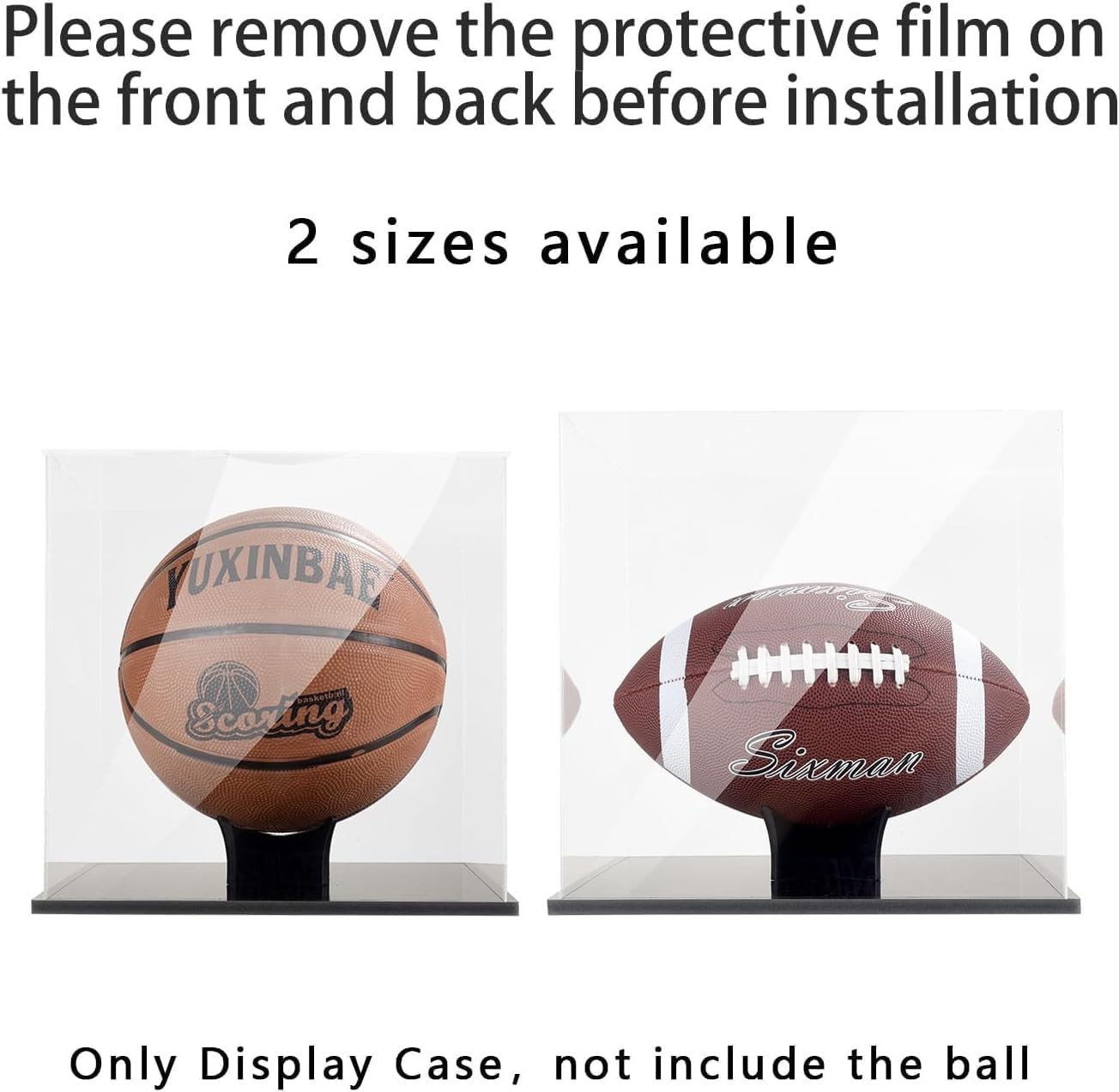 Clear Acrylic Basketball Display Case UV Protected With Stand
