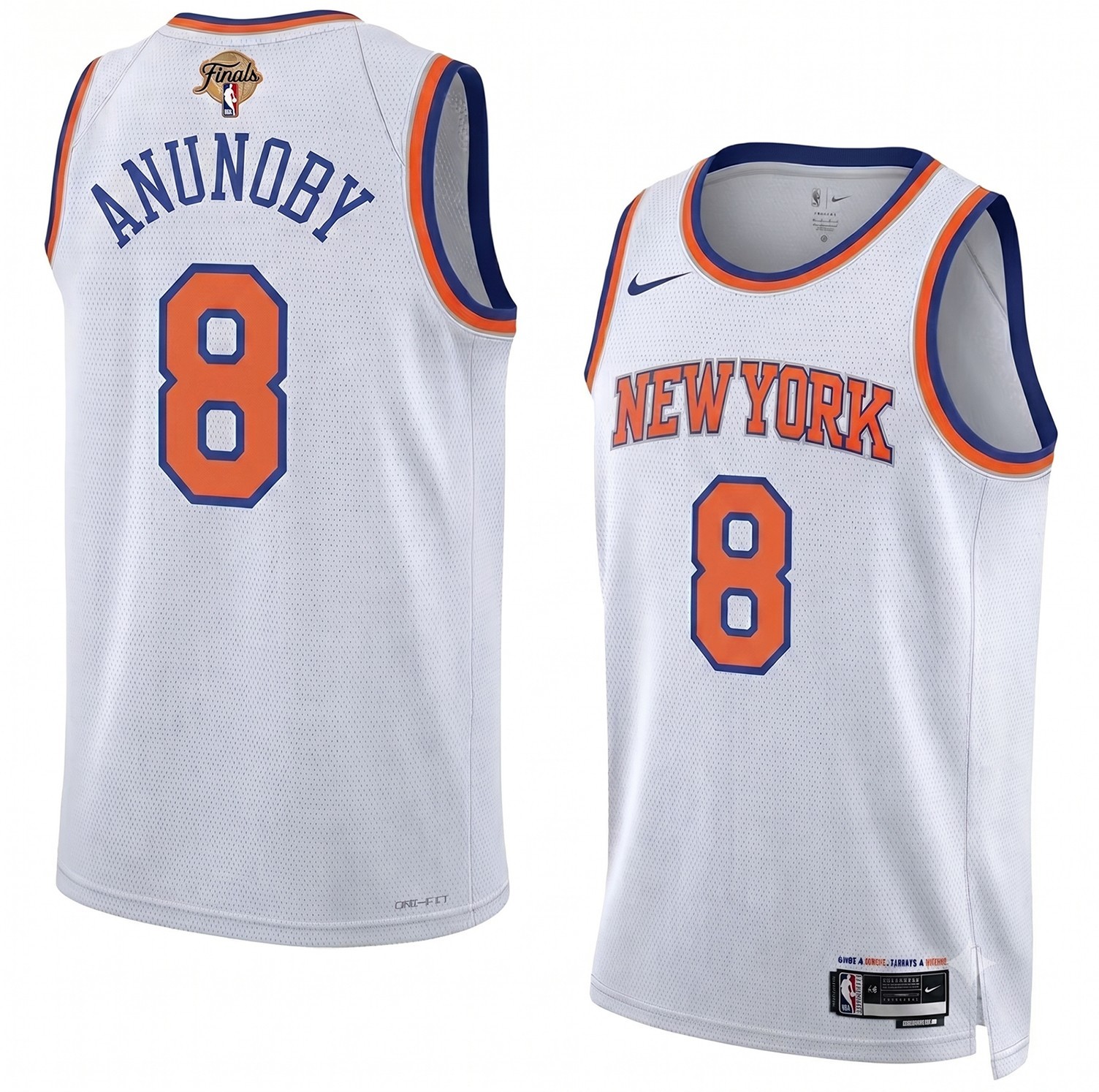 Unisex New York Knicks #8 White 2026 Finals Patch Custom – stitched!!