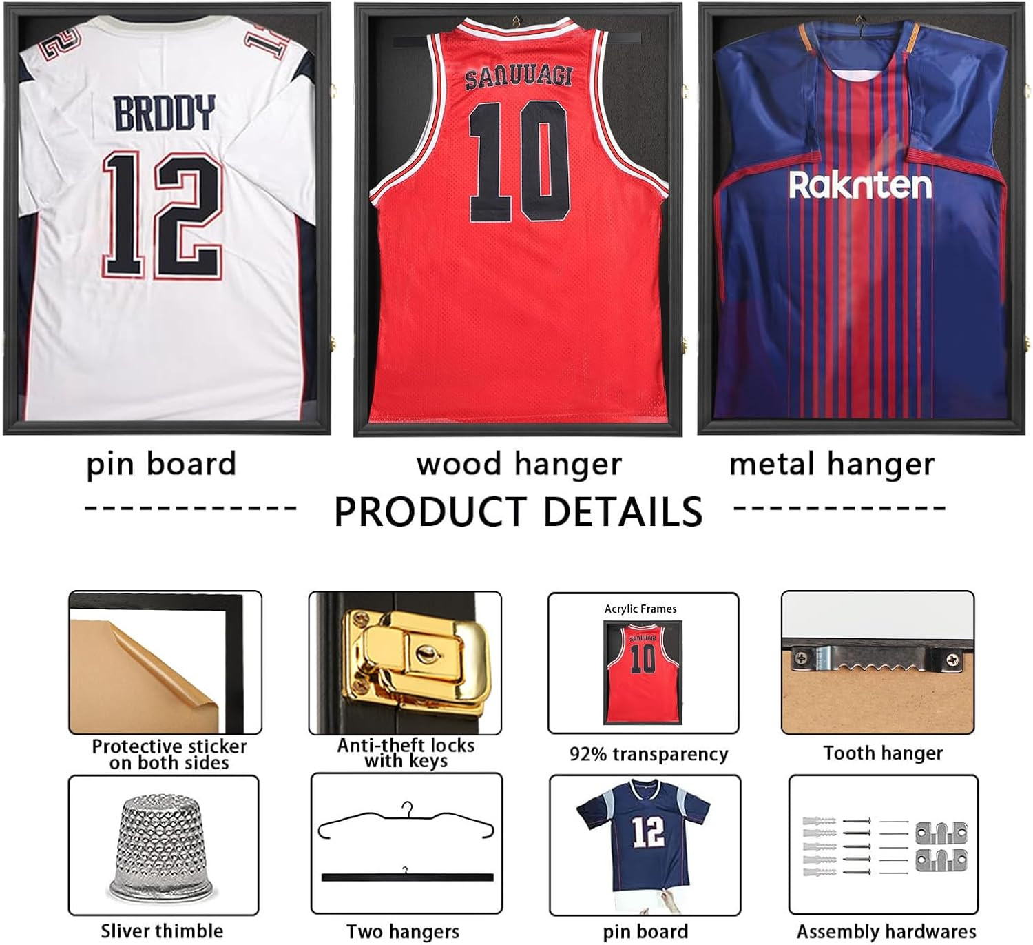 Jersey Frame Display Case Large Lockable Sports Jersey Frame Shadow Box with Uv