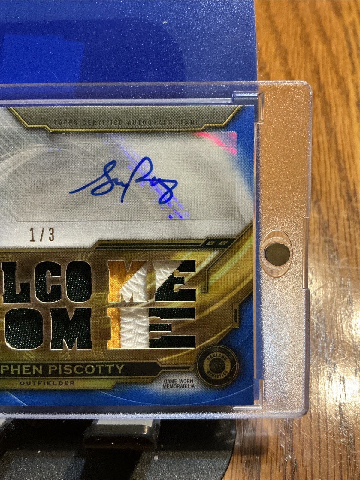 2019 Topps Triple Threads Auto Relics Blue 1/3 Stephen Piscotty #TTAR-SPI1 Auto