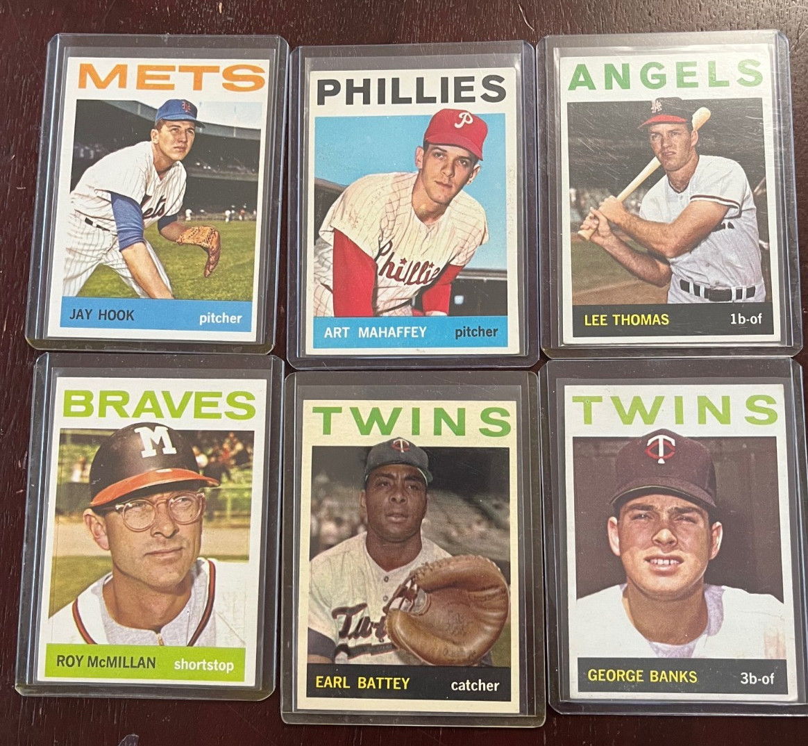 Lot of 6 1964 Topps Mcmillan Hook Battey Mahaffey Banks Thomas NM-MINT