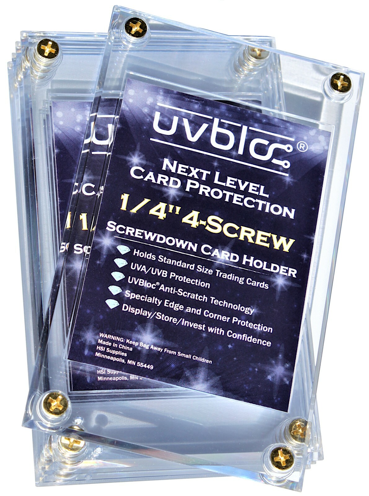 UVBLOC Baseball Card Holder Cases (5 Pack) Protectors Hard Plastic Screw Down