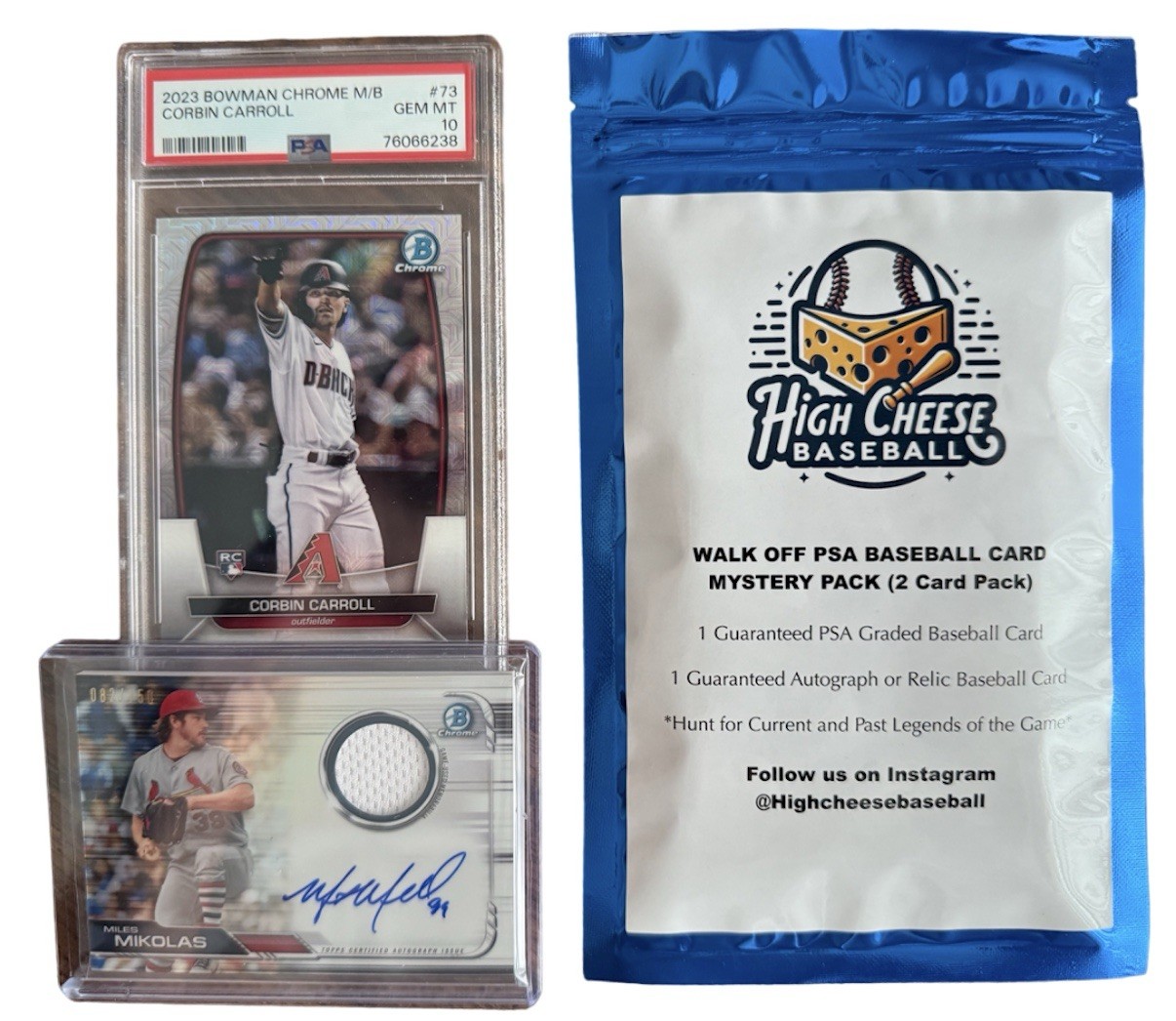 High Cheese Baseball Walk Off Mystery Pack. 1 PSA and 1 Autograph.
