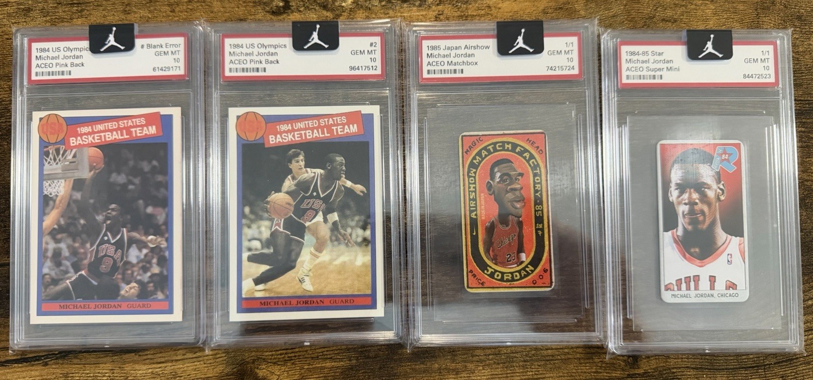 Michael Jordan Rookie 4-Card Lot 1984-85 US Olympics Graded 10 Gem mint