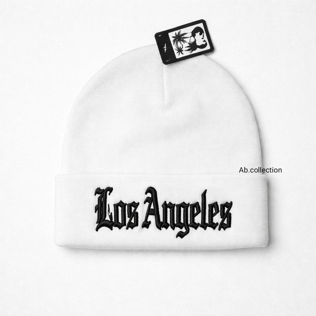 Los Angeles Embroidered Knit Beanie, Cuffed Style, Multiple Colors Unisex Adults