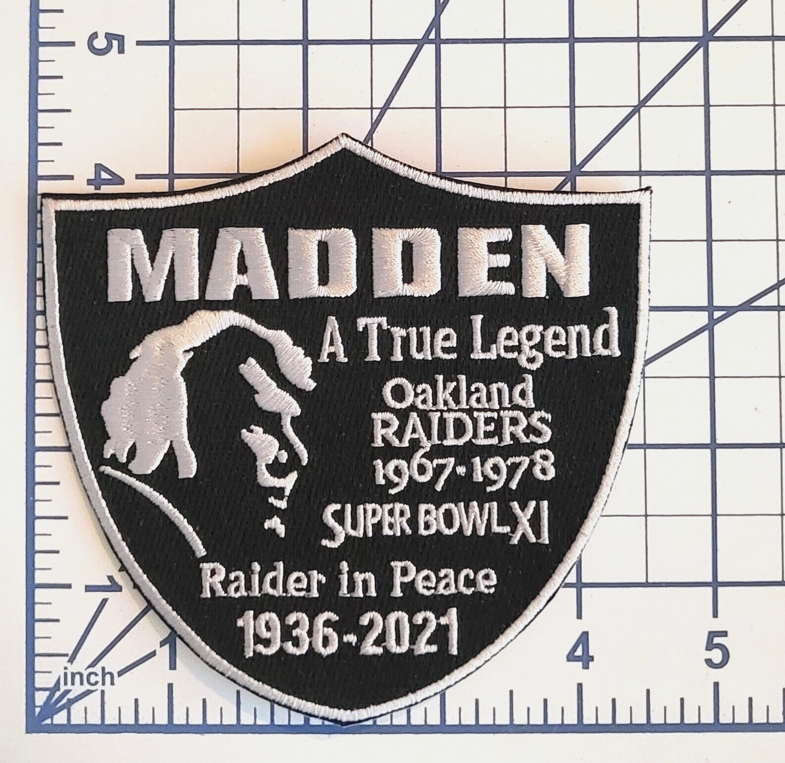 Oakland Raiders Madden True Legend 4.5″ Iron/Sew On Patch Free Tracking!