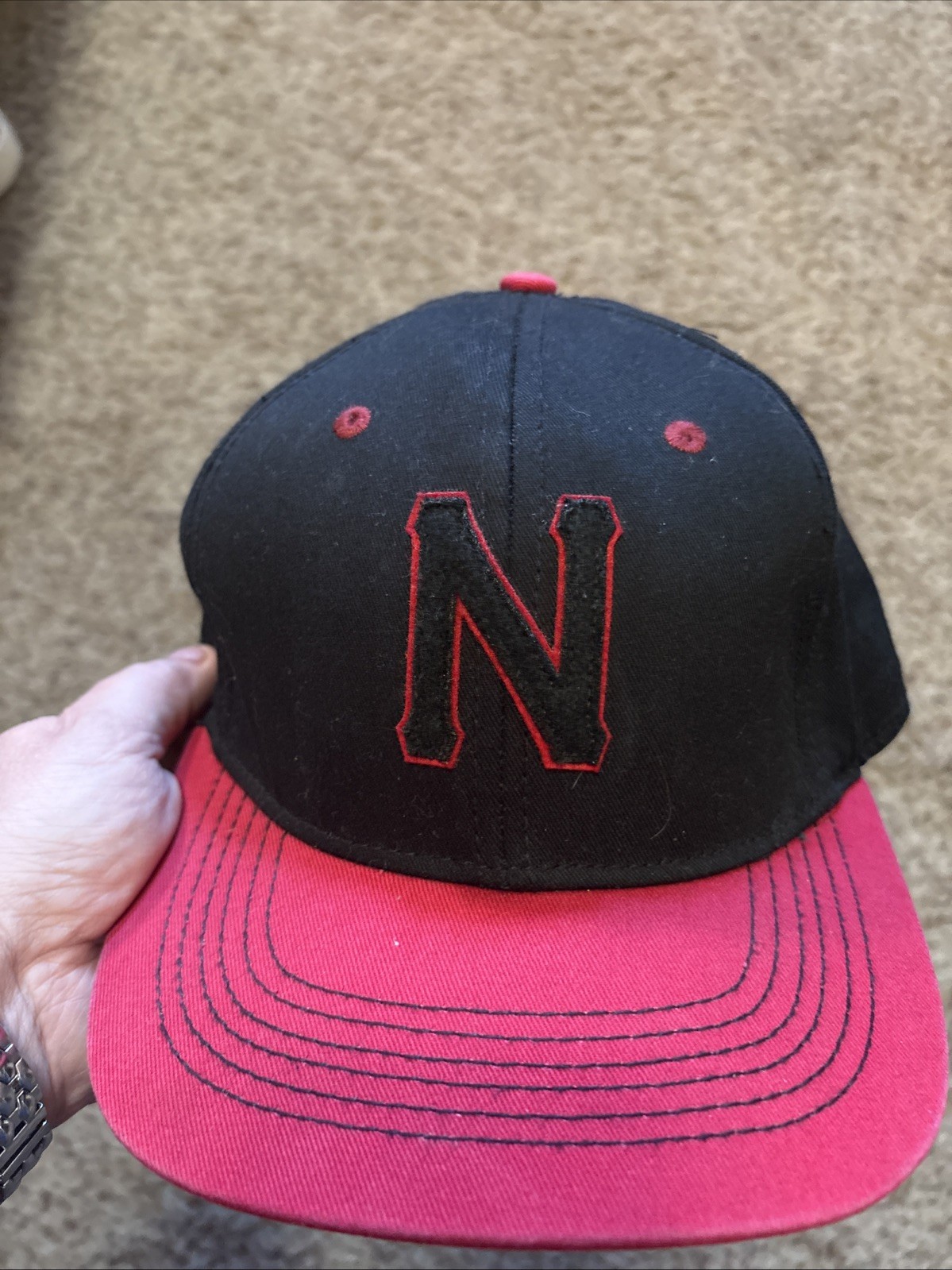 Nebraska Cornhuskers Black Red Baseball Hat SnapBack