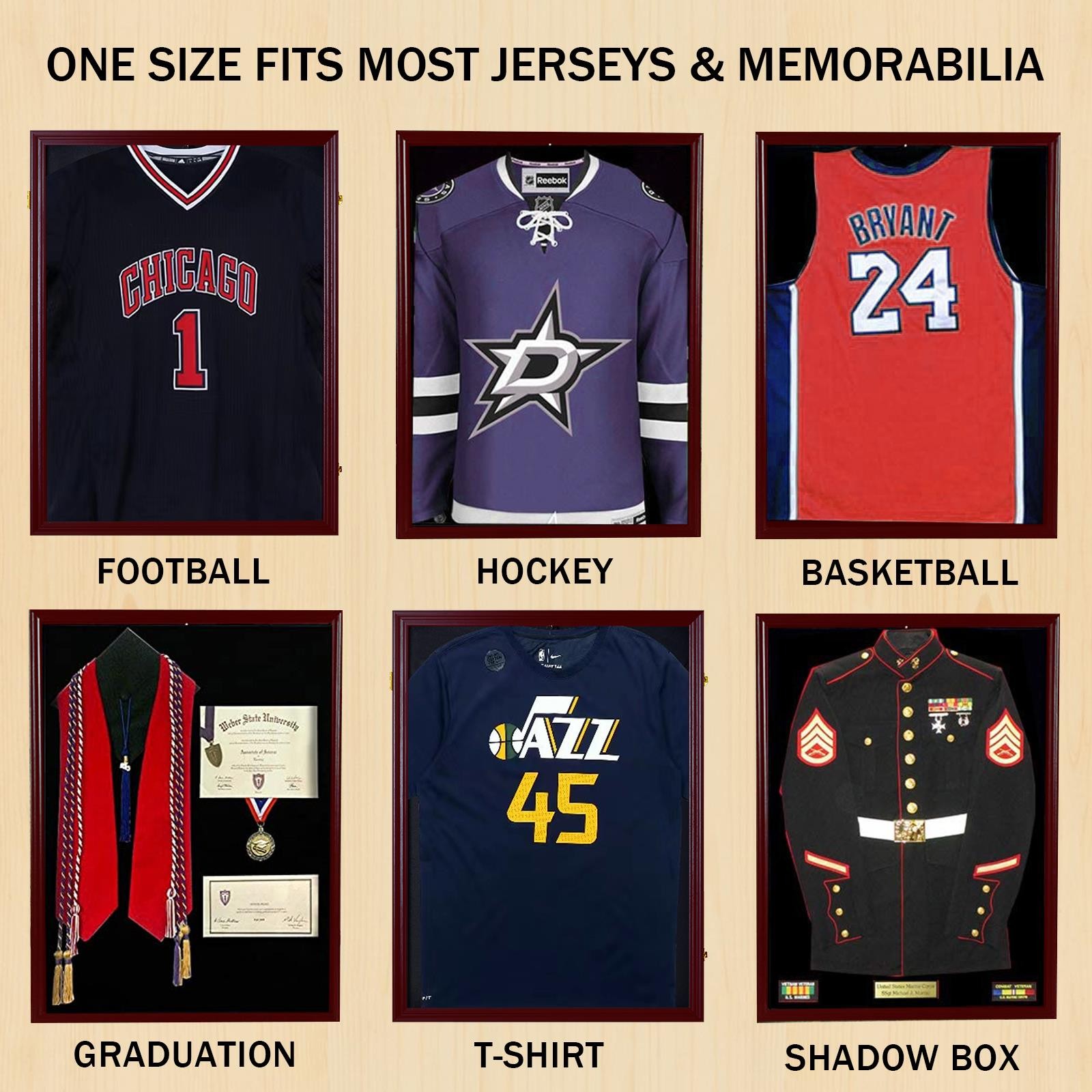 Jersey Display Frame Case Lockable, Large Sport Jersey Shadow Box with 98% UV