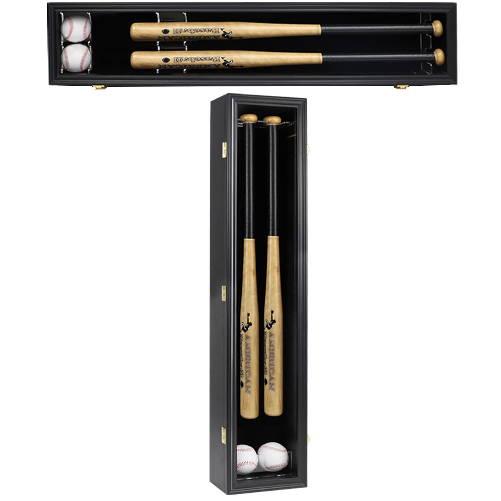 HOROW 2 Baseball Bat Display Case Wooden Frame with Acrylic Transparent Door …