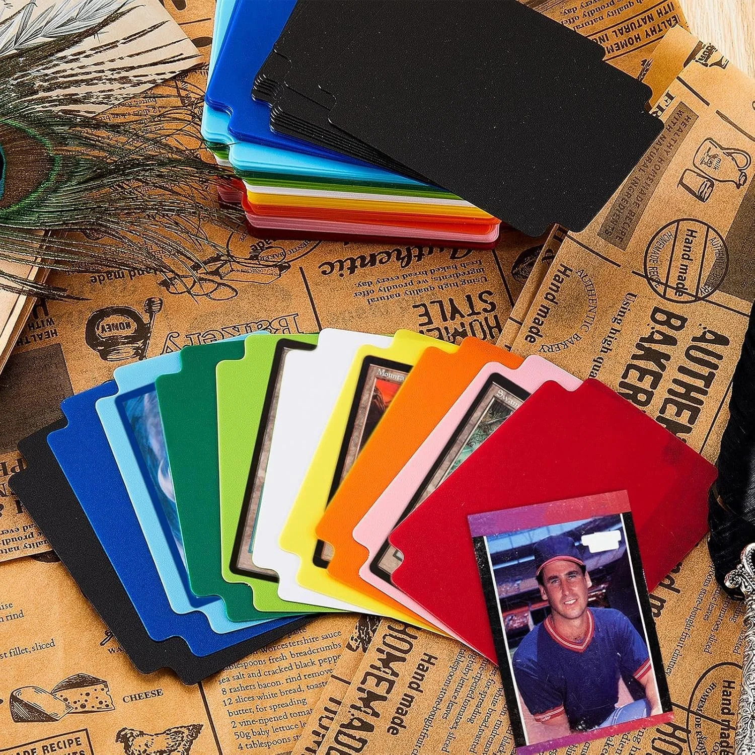 100 Pcs Trading Card Dividers Plastic Card Dividers, Frosted Separator with Tabs