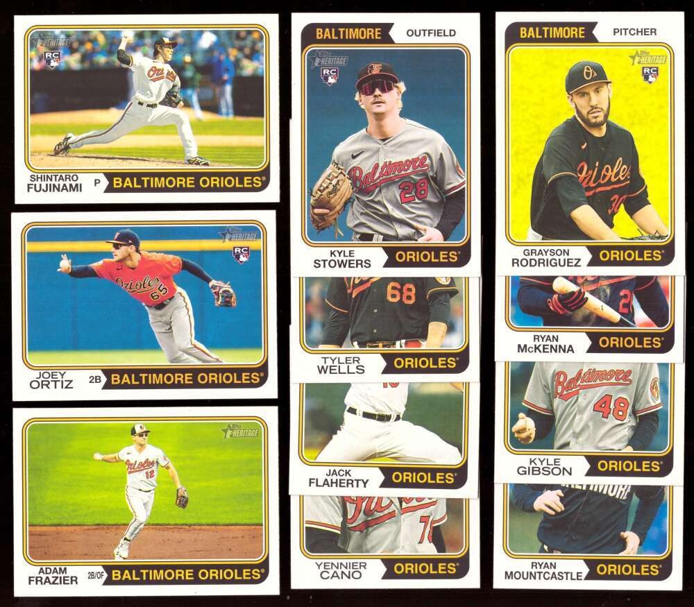 2023 Topps Heritage High Hi Numbers – BALTIMORE ORIOLES Team Set