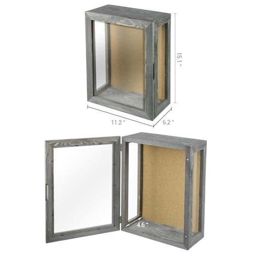 11×15 Deep Shadow Box Frame, Display Case Wall Mount for Picture, Grey