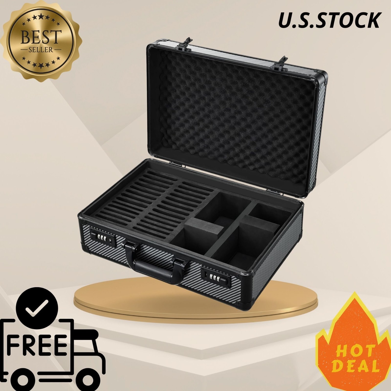 Graded Card Case with Combo Lock Individual Slots Sports Card Storage Box