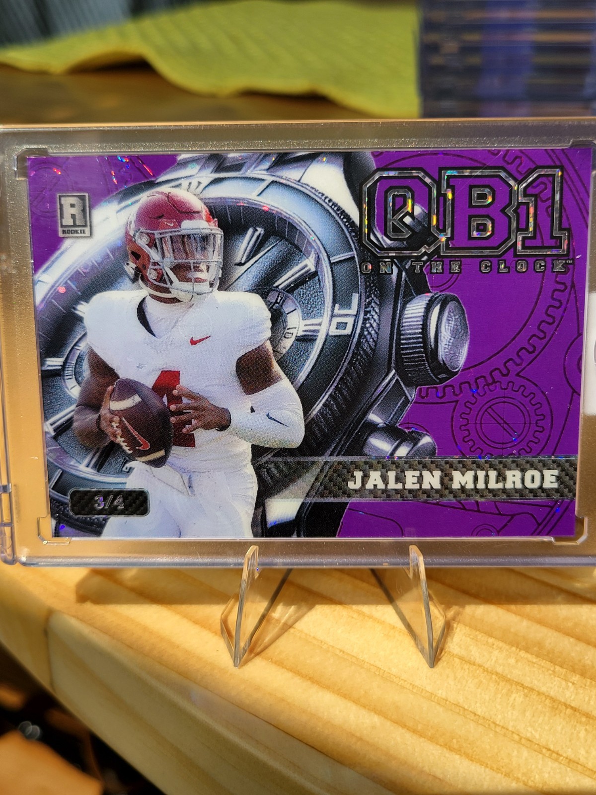 🔥Jalen Milroe 3/4 RC Purple 2024 QB1 On The Clock Wild Card 🔥