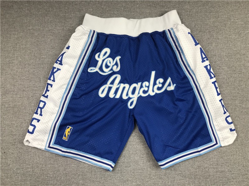 New Los Angeles Lakers Men Blue Pockets stitched Shorts Size US