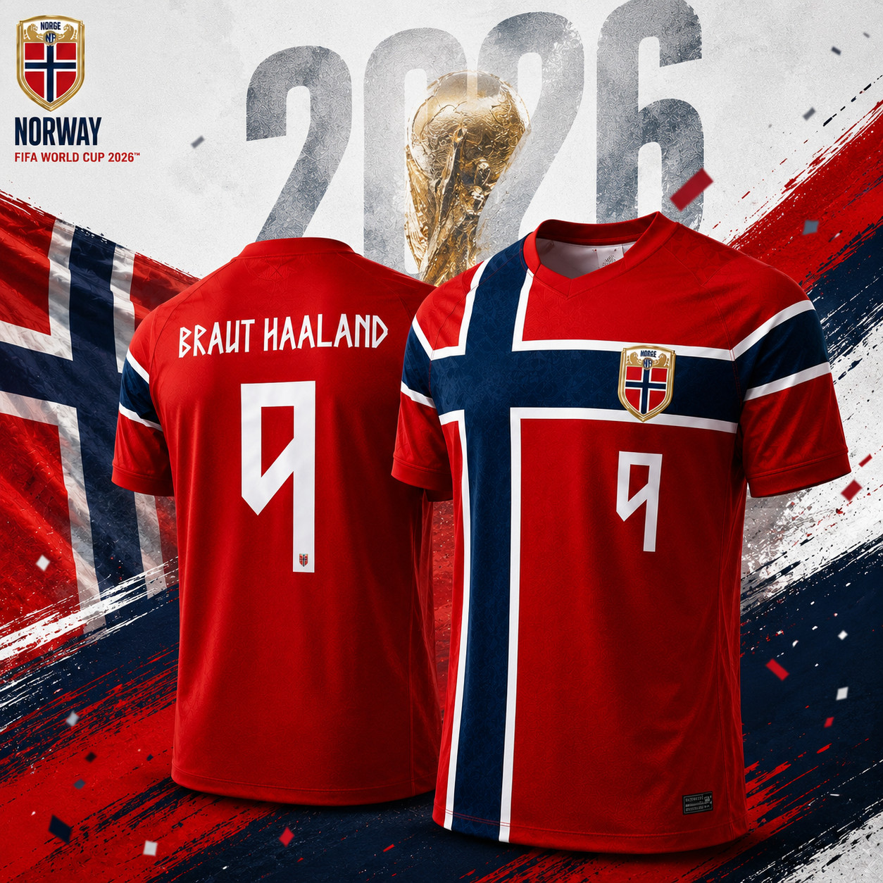 Norway 2026 World Cup Home Soccer Jersey Erling Braut Haaland #9